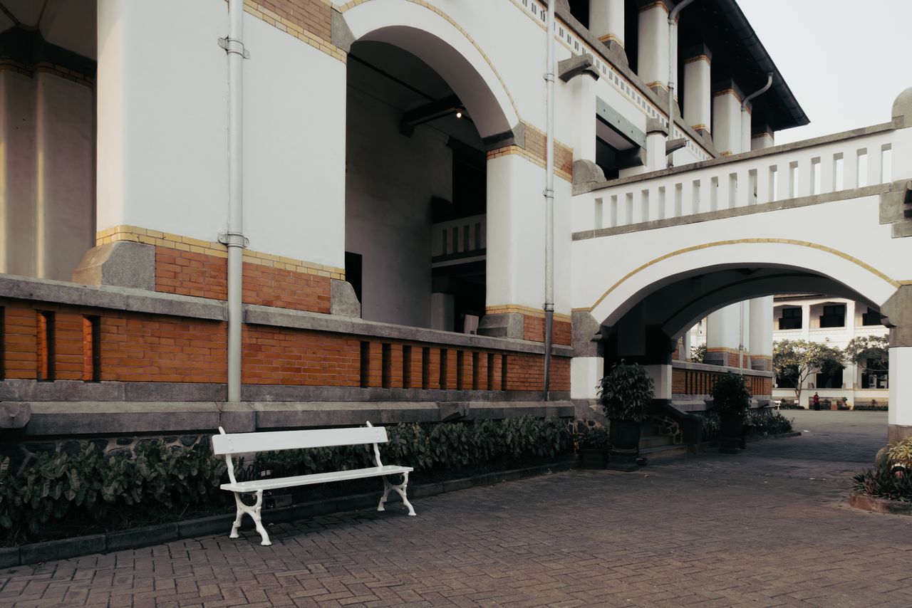 Elegant colonial architecture of Lawang Sewu in Semarang, showcasing historic design elements.